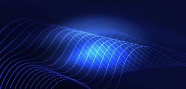 Soyut arkaplan neon dalgası. Duvar kağıdı, afiş, arkaplan, iniş sayfası, duvar resimleri, davetiyeler, posterler için yüksek teknoloji tasarımı