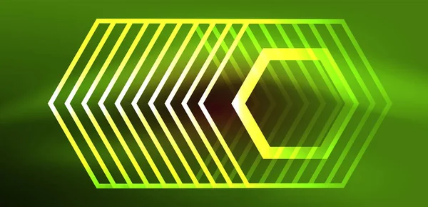 Abstrakt Bakgrund Techno Neon Hexagoner Högteknologisk Vektor Illustration För Tapeter — Stock vektor