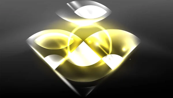 Abstract Achtergrond Techno Neon Gloeiende Cirkelvormen Ronde Elementjes Met Lichteffecten — Stockvector