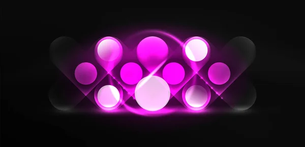 Streszczenie Świecące Neon Światło Koła Tło Techno — Wektor stockowy