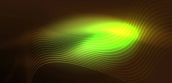 Brillante Onda Luminosa Neon Spettacolo Luce Neon Laser Impulso Elettrico — Vettoriale Stock