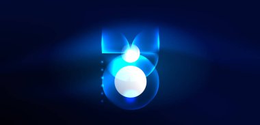 Soyut arka plan mavi parlak neon renkli yuvarlak elementler ve daireler. Duvar kağıdı, bayrak, arkaplan, kart, kitap illüstrasyonu, iniş sayfası için tekno fütüristik vektör ilülasyonu