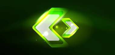 Neon parıldayan tekno çizgiler ve oklar, yüksek teknolojili soyut arkaplan şablonu