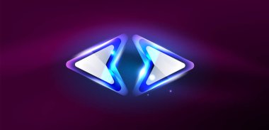 Neon parıldayan tekno çizgiler ve oklar, yüksek teknolojili soyut arkaplan şablonu