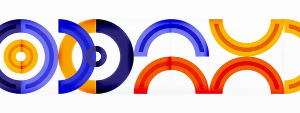 円はグリッドパターンの抽象的な背景に配置され 様々な色の色合いを含むさまざまな色の範囲を備えています バナー プレゼンテーション 背景のためのテンプレート — ストックベクタ