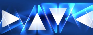 Geometrik arkaplanı hackleyen neon ışıkları, sanal gerçeklik veya yapay zeka konsepti, duvar kağıdı, pankart, sunum, arkaplan için siber punk geometrik şablon