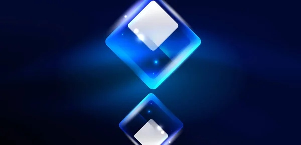 青いネオンスピードの矢印と線の形状の背景 光沢のある背景を持つハイテクコンセプト 暗闇の中での明るいフレア光の効果 — ストックベクタ