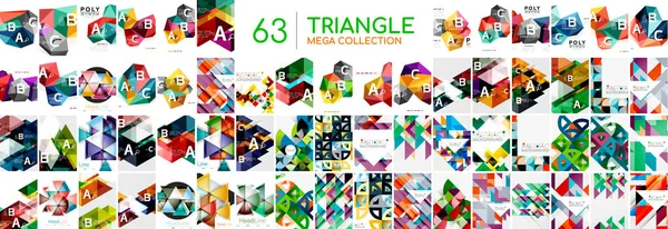 Mega Collectie Van Driehoekige Composities Achtergronden Bundel Voor Behang Banner — Stockvector