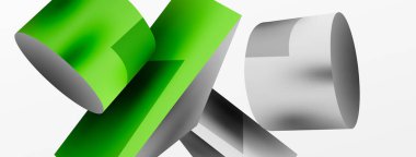 Metalik 3d şekil vektör geometrik arkaplan. Duvar kağıdı, afiş, arkaplan veya iniş için moda tekno iş şablonu