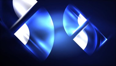 Soyut arka plan vektörü neon parlayan geometrik elementler. Duvar kağıdı, afiş, arkaplan, iniş sayfası, duvar resimleri, davetiyeler, posterler için yüksek teknoloji tasarımı