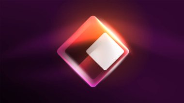 Soyut arkaplan iniş sayfası, parıldayan neon ışık yansımaları ile cam geometrik şekiller, parlak formlar üzerinde enerji etkisi kavramı