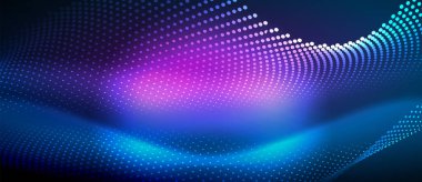 Pürüzsüz ve şık bir tasarım. Mavi pürüzsüz neon bir dalga. Karanlık bir arkaplanda parlıyor.