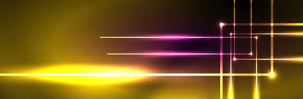 Neon Menyala Garis Garis Gelombang Fluida Energi Ajaib Ruang Cahaya - Stok Vektor