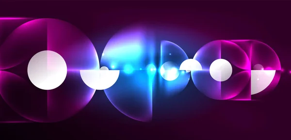 Νέον Φως Λαμπερό Κύκλους Διάνυσμα Αφηρημένο Φόντο — Διανυσματικό Αρχείο