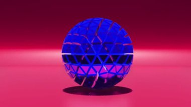 Tek dönen tekno küre 3 boyutlu animasyon grafikleri. Geometrik döngüsel canlandırma arkaplanı