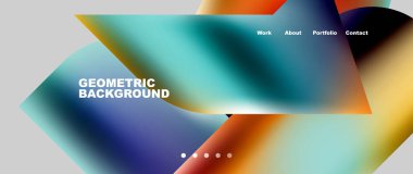 Landing page background template. Colorful plastic round shapes abstract composition. Vector illustration for wallpaper, banner, background