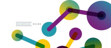 Soyut arkaplan. Yuvarlak noktalar çizgilerle birleşti. Duvar kağıdı, afiş, arkaplan veya iniş için moda tekno iş şablonu