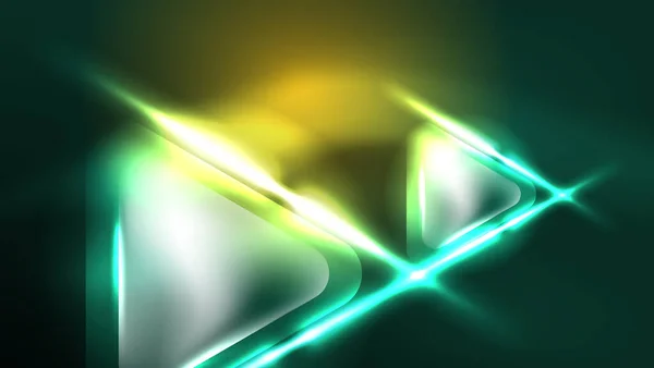 Cyfrowe Neonowe Abstrakcyjne Tło Trójkąty Światła Szablon Geometryczny Projekt — Wektor stockowy