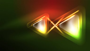 Dijital Neon Soyut Arkaplan, Üçgenler ve Işıklar Geometrik Tasarım Şablonu