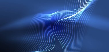 Soyut arkaplan neon dalgası. Duvar kağıdı, afiş, arkaplan, iniş sayfası, duvar resimleri, davetiyeler, posterler için yüksek teknoloji tasarımı