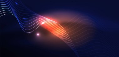 Soyut arkaplan neon dalgası. Duvar kağıdı, afiş, arkaplan, iniş sayfası, duvar resimleri, davetiyeler, posterler için yüksek teknoloji tasarımı