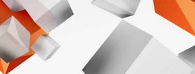 3d küp vektör soyut arkaplan. 3d kare şeklindeki temel geometrik elementlerin bileşimi. Duvar kağıdı, afiş, arkaplan veya iniş için moda tekno iş şablonu