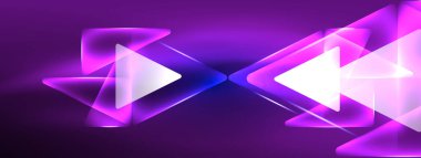 Geometrik arkaplanı hackleyen neon ışıkları, sanal gerçeklik veya yapay zeka konsepti, duvar kağıdı, pankart, sunum, arkaplan için siber punk geometrik şablon