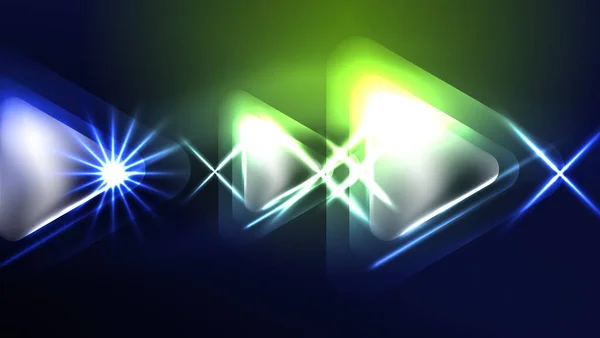 Techno Neon Segitiga Dengan Efek Cahaya Dalam Gelap - Stok Vektor