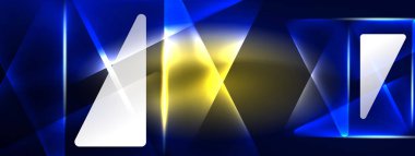 Geometrik arkaplanı hackleyen neon ışıkları, sanal gerçeklik veya yapay zeka konsepti, duvar kağıdı, pankart, sunum, arkaplan için siber punk geometrik şablon