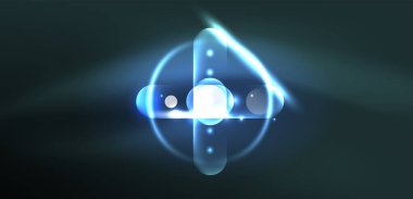 Soyut parlak neon ışıklı tekno daireler arka planı