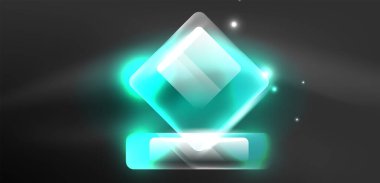 Neon parıldayan tekno çizgiler ve oklar, yüksek teknolojili soyut arkaplan şablonu