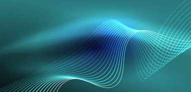 Soyut arkaplan neon dalgası. Duvar kağıdı, afiş, arkaplan, iniş sayfası, duvar resimleri, davetiyeler, posterler için yüksek teknoloji tasarımı