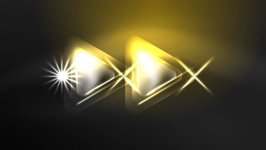 Dijital Neon Soyut Arkaplan, Üçgenler ve Işıklar Geometrik Tasarım Şablonu