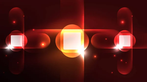 抽象的な背景ランディングページ 輝くネオンの光の反射を持つガラスの幾何学的形状 光沢のあるフォーム上のエネルギー効果の概念 — ストックベクタ