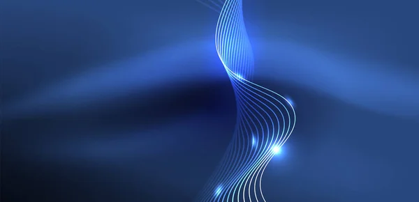 Абстрактний Фон Неонова Хвиля Привіт Технологічний Дизайн Шпалер Банер Фон — стоковий вектор
