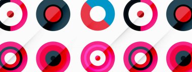 Şebeke bileşimi soyut bir arkaplanda renkli daireler. Duvar kağıdı, afiş, arkaplan, iniş sayfası, duvar sanatı, davetiye, baskılar, posterler için tasarım