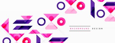 Renkli üçgenler ve soyut çemberler. Duvar kağıdı, afiş, arkaplan, iniş sayfası, duvar sanatı, davetiye, baskılar, posterler için tasarım