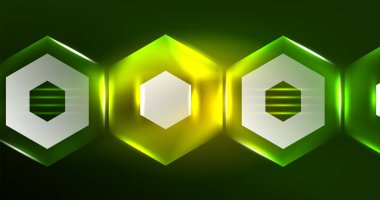 Soyut arkaplan neon altıgen vektör çizimi