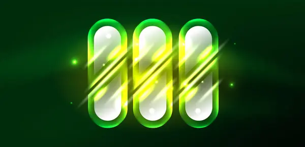 Neon Brilhando Formas Geométricas Vetor Abstrato Fundo Elementos Redondos Efeitos —  Vetores de Stock