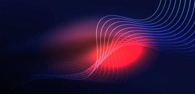 Soyut arkaplan neon dalgası. Duvar kağıdı, afiş, arkaplan, iniş sayfası, duvar resimleri, davetiyeler, posterler için yüksek teknoloji tasarımı