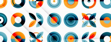 Canlı ve göz alıcı vektör arkaplanı, modern ve moda tasarımlar için mükemmel düzenlenmiş renkli çemberlerden oluşan bir şebeke içeriyor.