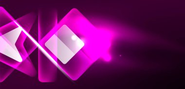 Neon parıldayan tekno çizgiler ve oklar, yüksek teknolojili soyut arkaplan şablonu