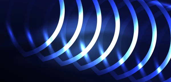 Linii Laser Neon Cercuri Unde Fundal Abstract Lumină Neon Sau — Vector de stoc