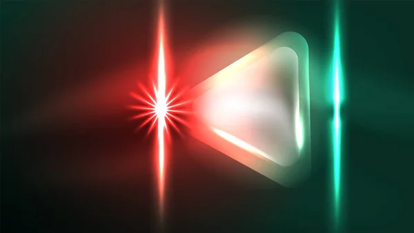 Digital Neon Abstrakt Bakgrund Trianglar Och Ljus Geometrisk Design Mall — Stock vektor