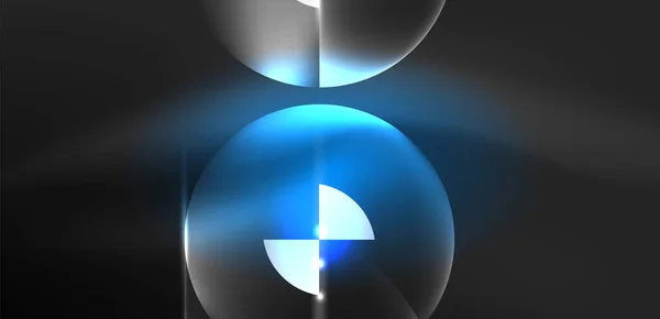 Abstract Achtergrond Blauw Glanzend Gloeiende Neon Kleur Ronde Elementen Cirkels — Stockvector