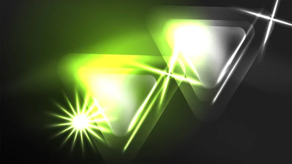 Cyfrowe Neonowe Abstrakcyjne Tło Trójkąty Światła Szablon Geometryczny Projekt — Wektor stockowy