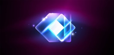 Neon parıldayan tekno çizgiler ve oklar, yüksek teknolojili soyut arkaplan şablonu