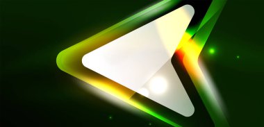 Neon parıldayan tekno çizgiler ve oklar, yüksek teknolojili soyut arkaplan şablonu