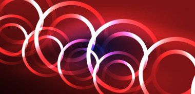 Neon lazer hatları, daire dalgaları soyut arkaplan. Neon ışığı ya da lazer gösterisi, elektrik akımı, güç hatları, tekno kuantum enerji dürtüsü, parlayan sihirli dinamik çizgiler.