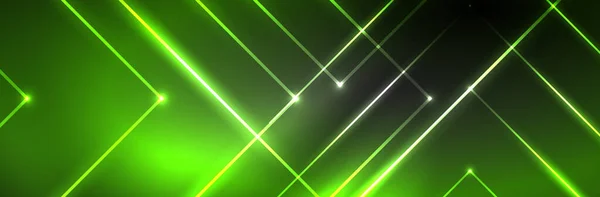 Glänsande Neonljus Mörk Abstrakt Bakgrund Med Suddiga Magiska Neonlätta Böjda — Stock vektor